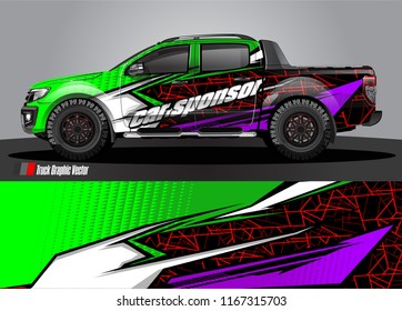 pick up truck and car decal design vector. abstract background livery for vehicle vinyl wrap