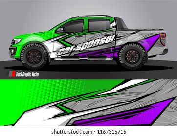pick up truck and car decal design vector. abstract background livery for vehicle vinyl wrap