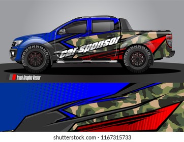 pick up truck and car decal design vector. abstract background livery for vehicle vinyl wrap