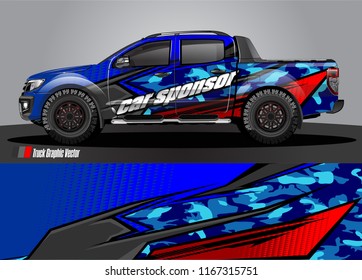 pick up truck and car decal design vector. abstract background livery for vehicle vinyl wrap
