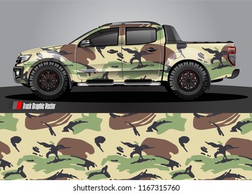 pick up truck and car decal design vector. abstract background livery for vehicle vinyl wrap