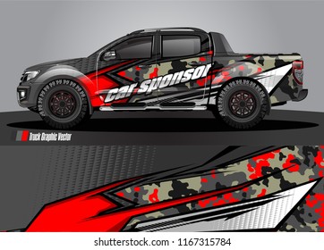 pick up truck and car decal design vector. abstract background livery for vehicle vinyl wrap