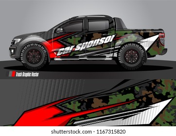 pick up truck and car decal design vector. abstract background livery for vehicle vinyl wrap