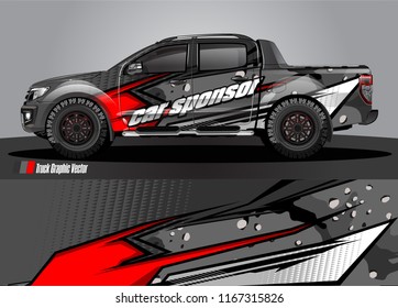 pick up truck and car decal design vector. abstract background livery for vehicle vinyl wrap