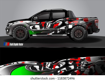 pick up truck and car decal design vector. abstract modern tribal background livery for vehicle vinyl wrap