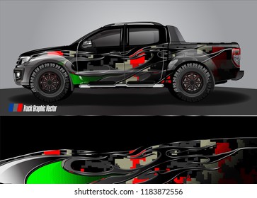 pick up truck and car decal design vector. abstract modern tribal background livery for vehicle vinyl wrap