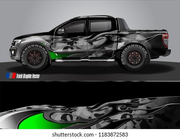 pick up truck and car decal design vector. abstract modern tribal background livery for vehicle vinyl wrap