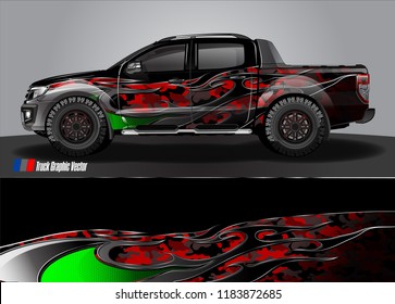 pick up truck and car decal design vector. abstract modern tribal background livery for vehicle vinyl wrap