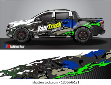 pick up truck and car decal design vector. abstract background livery for vehicle vinyl wrap
