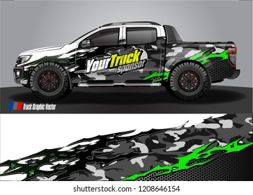 pick up truck and car decal design vector. abstract background livery for vehicle vinyl wrap