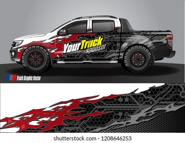 pick up truck and car decal design vector. abstract background livery for vehicle vinyl wrap