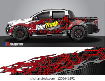 pick up truck and car decal design vector. abstract background livery for vehicle vinyl wrap