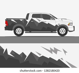 pick up truck and car decal design vector. abstract background livery for vehicle vinyl wrap
