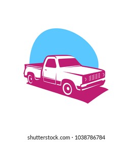 Pick up truck car vector logo template