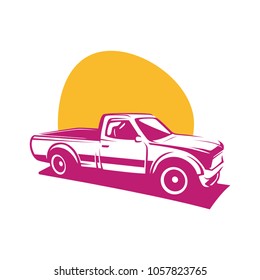 Pick up truck car vector logo template