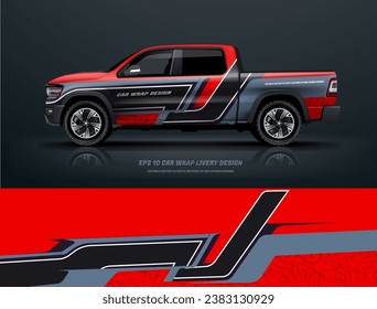 Pick up truck car wrap livery design and mock up