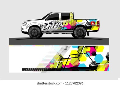 pick up truck decal design vector. abstract background livery for vehicle vinyl wrap