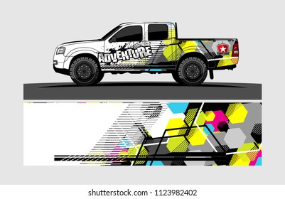 pick up truck decal design vector. abstract background livery for vehicle vinyl wrap