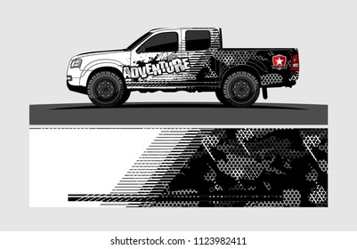pick up truck decal design vector. abstract background livery for vehicle vinyl wrap
