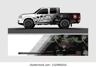 pick up truck decal design vector. abstract background livery for vehicle vinyl wrap