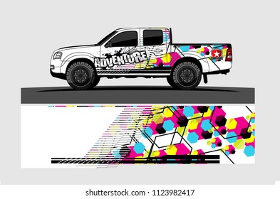 pick up truck decal design vector. abstract background livery for vehicle vinyl wrap