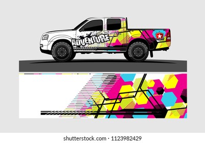 pick up truck decal design vector. abstract background livery for vehicle vinyl wrap