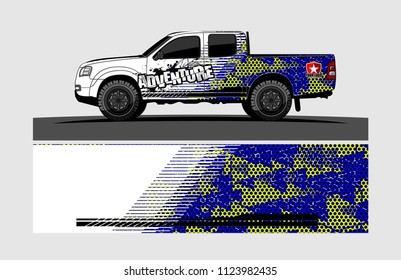 pick up truck decal design vector. abstract background livery for vehicle vinyl wrap