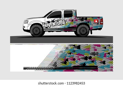pick up truck decal design vector. abstract background livery for vehicle vinyl wrap