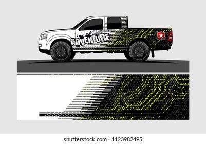 pick up truck decal design vector. abstract background livery for vehicle vinyl wrap