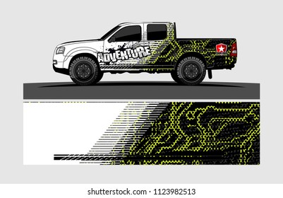 pick up truck decal design vector. abstract background livery for vehicle vinyl wrap