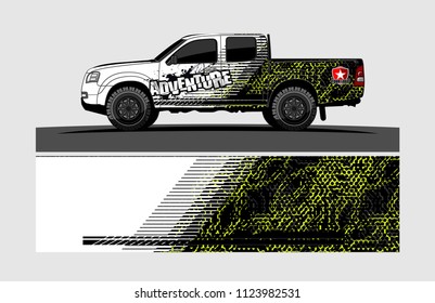 pick up truck decal design vector. abstract background livery for vehicle vinyl wrap