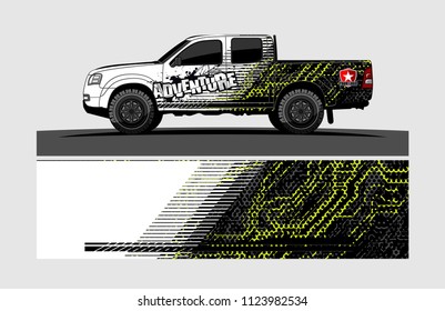 pick up truck decal design vector. abstract background livery for vehicle vinyl wrap