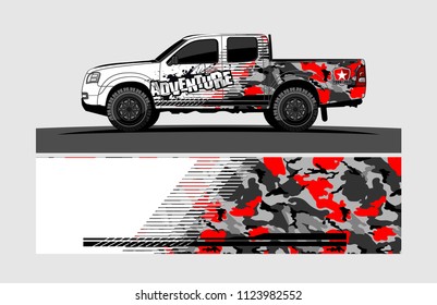 pick up truck decal design vector. abstract background livery for vehicle vinyl wrap