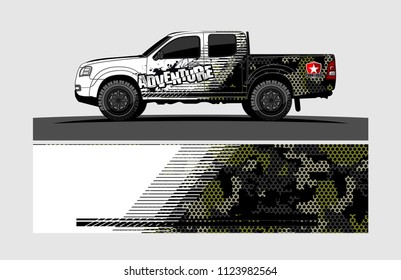 pick up truck decal design vector. abstract background livery for vehicle vinyl wrap