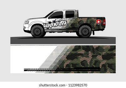 pick up truck decal design vector. abstract background livery for vehicle vinyl wrap