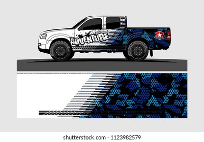 pick up truck decal design vector. abstract background livery for vehicle vinyl wrap