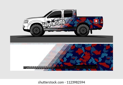 pick up truck decal design vector. abstract background livery for vehicle vinyl wrap