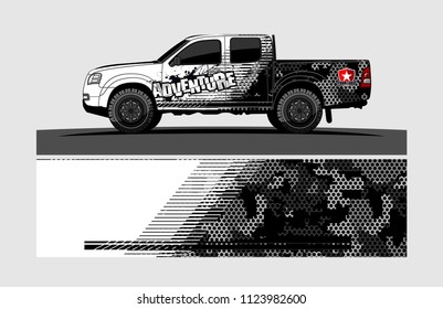 pick up truck decal design vector. abstract background livery for vehicle vinyl wrap