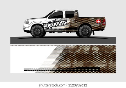 pick up truck decal design vector. abstract background livery for vehicle vinyl wrap