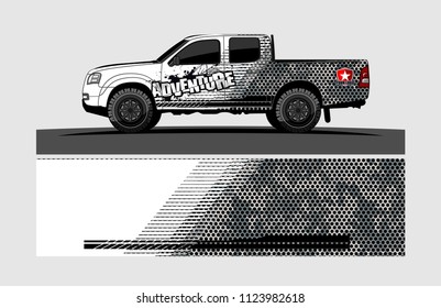 pick up truck decal design vector. abstract background livery for vehicle vinyl wrap
