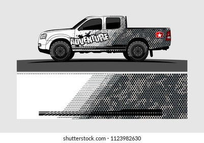 pick up truck decal design vector. abstract background livery for vehicle vinyl wrap
