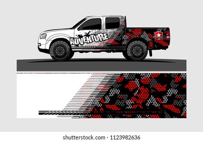 pick up truck decal design vector. abstract background livery for vehicle vinyl wrap