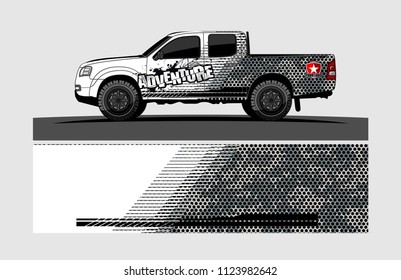 pick up truck decal design vector. abstract background livery for vehicle vinyl wrap