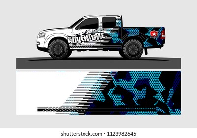 pick up truck decal design vector. abstract background livery for vehicle vinyl wrap