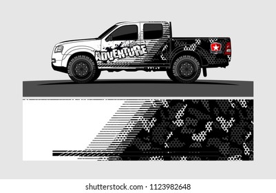 pick up truck decal design vector. abstract background livery for vehicle vinyl wrap