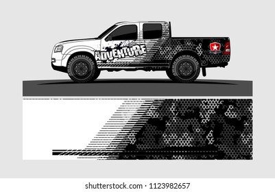 pick up truck decal design vector. abstract background livery for vehicle vinyl wrap