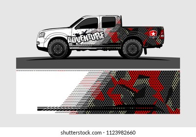 pick up truck decal design vector. abstract background livery for vehicle vinyl wrap