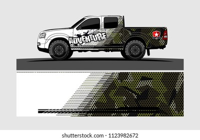 pick up truck decal design vector. abstract background livery for vehicle vinyl wrap