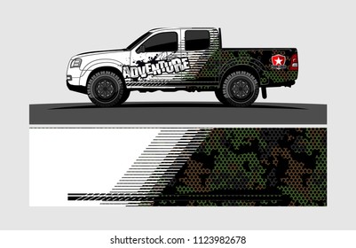 pick up truck decal design vector. abstract background livery for vehicle vinyl wrap