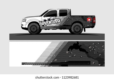 pick up truck decal design vector. abstract background livery for vehicle vinyl wrap